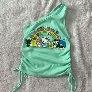 Hello Kitty ruched One-Shoulder Top